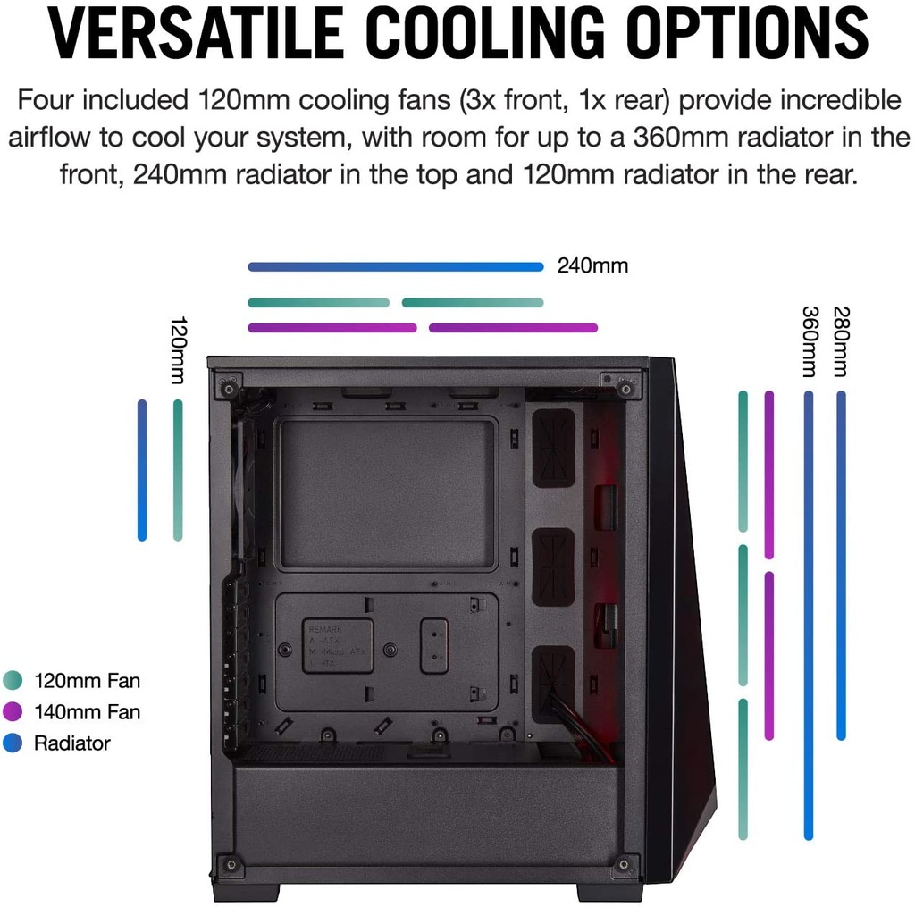 Corsair Carbide Series SPEC-DELTA RGB Mid-Tower ATX Gaming Case, Tempered Glass