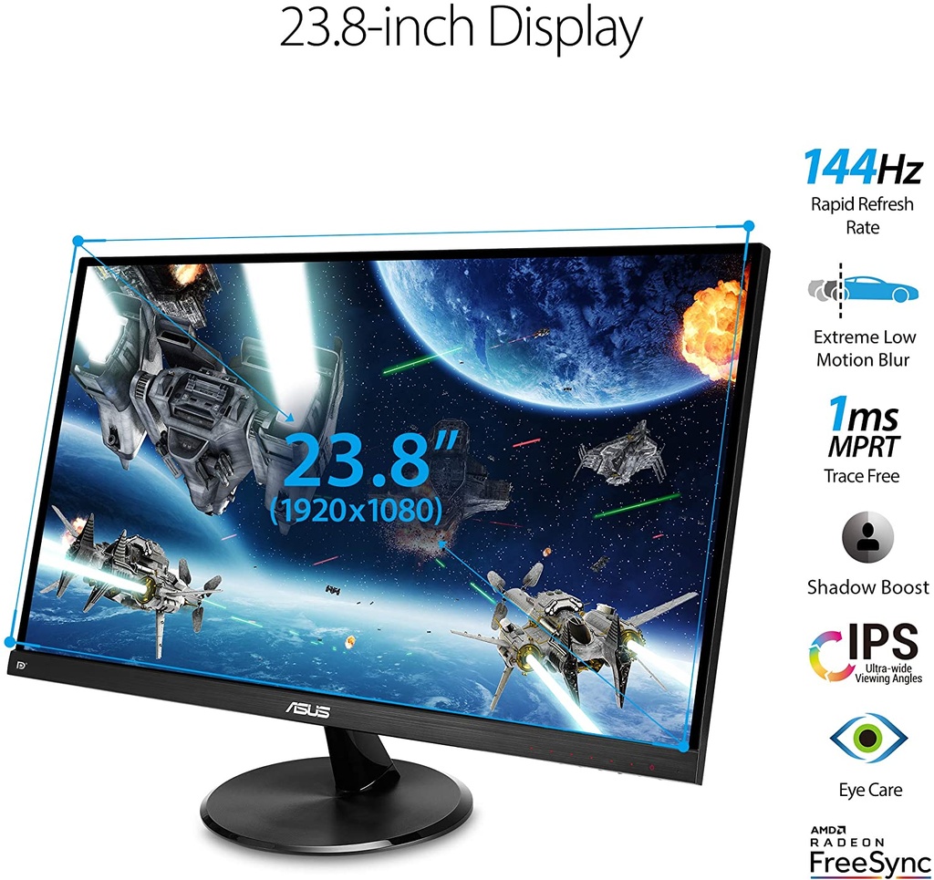 Asus VP249QGR 23.8” 144Hz Full HD (1920 x 1080) IPS 1ms FreeSync Extreme Low Motion Blur Eye Care