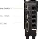 ASUS TUF Gaming NVIDIA GeForce GTX 1650 OC Edition Tarjeta gráfica (PCIe 3.0, memoria GDDR6 de 4 GB, HDMI, DisplayPort, DVI-D, 1 conector de alimentación de 6 pines, resistencia al polvo IP5X, lubricante de grado espacial)