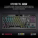 CORSAIR K70 RGB TKL | CHAMPION SERIES Tenkeyless Mechanical Gaming Keyboard | CHERRY MX SPEED