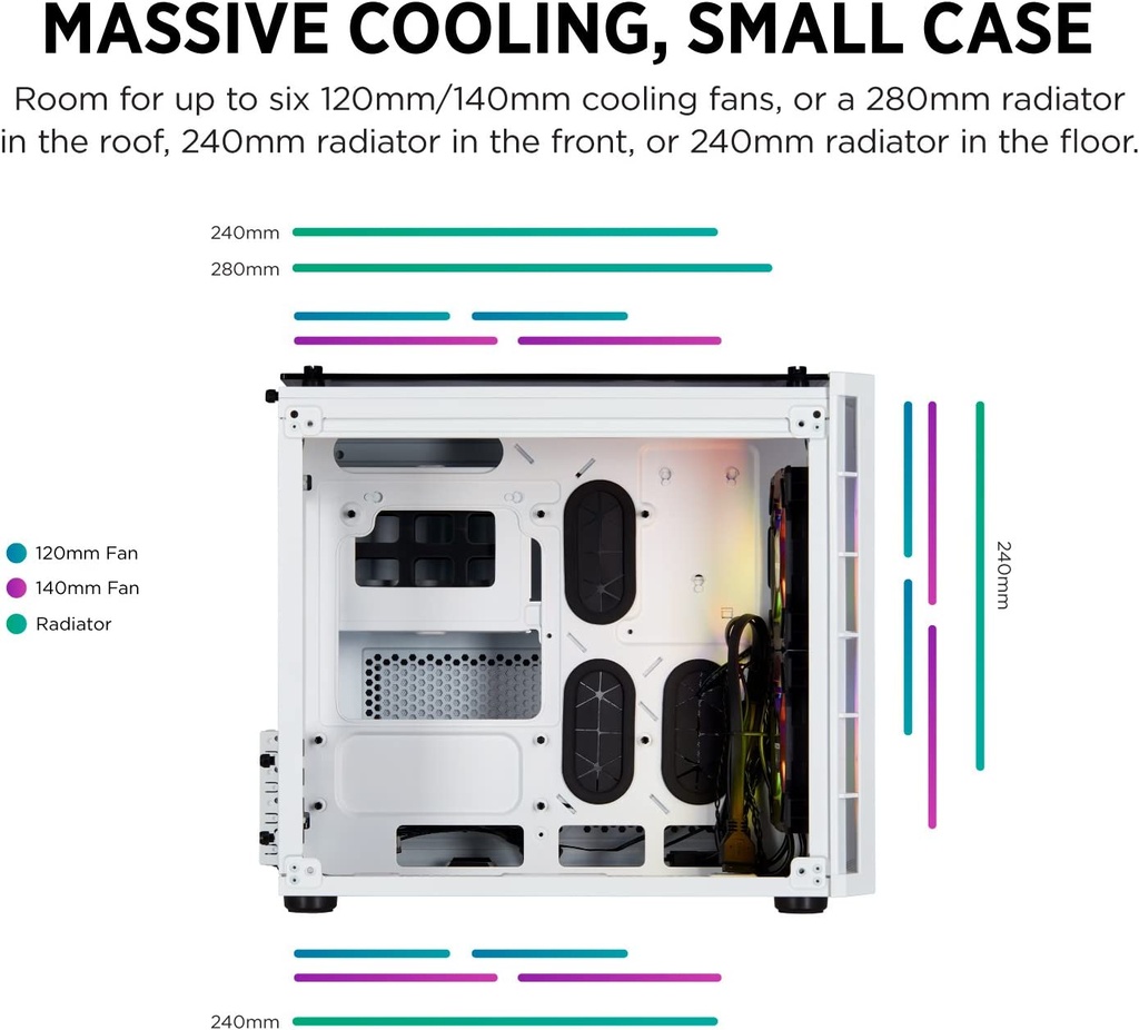 Crystal Series 280X RGB Tempered Glass Micro ATX Case | White