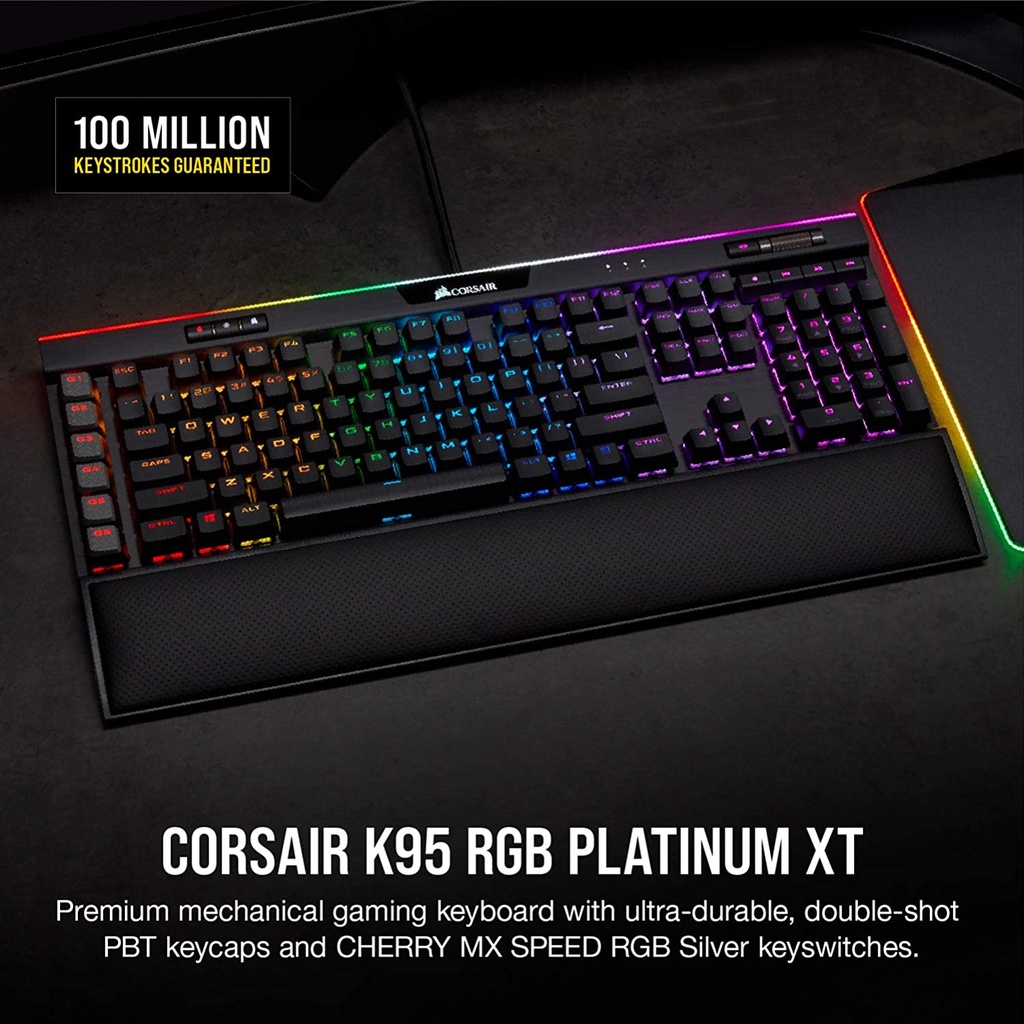 Corsair K95 RGB Platinum XT, Cherry MX SPEED RGB Silver, Black