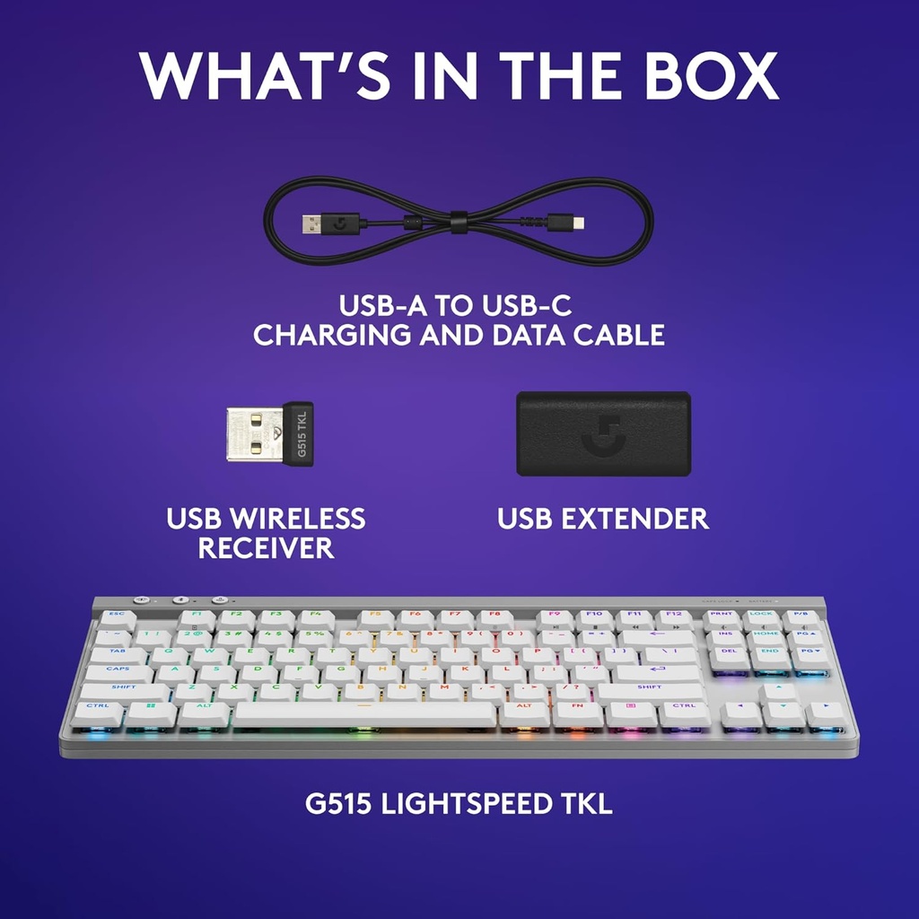 LOGITECH G515 LIGHTSPEED TKL | Tactile Brown Switch | WHITE