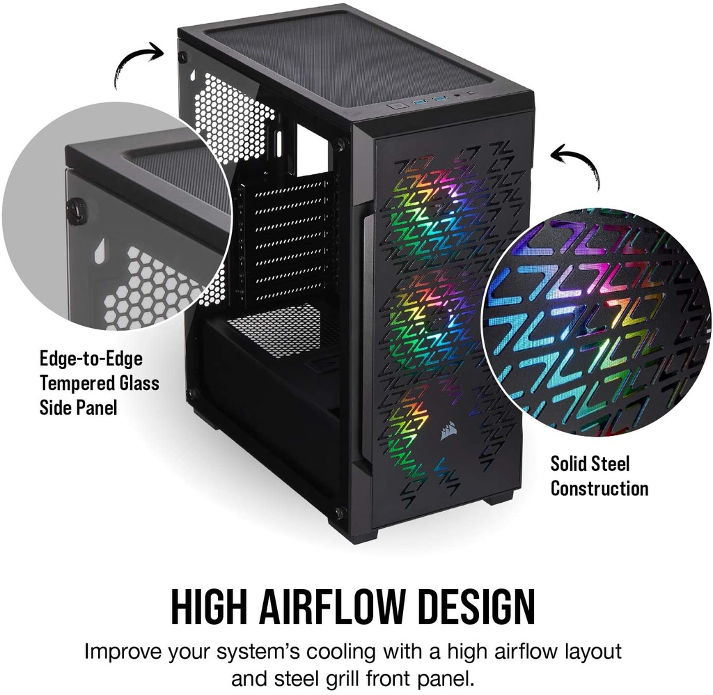 Corsair iCUE 220T RGB Airflow Mid-Tower - Black (CC-9011173-WW)