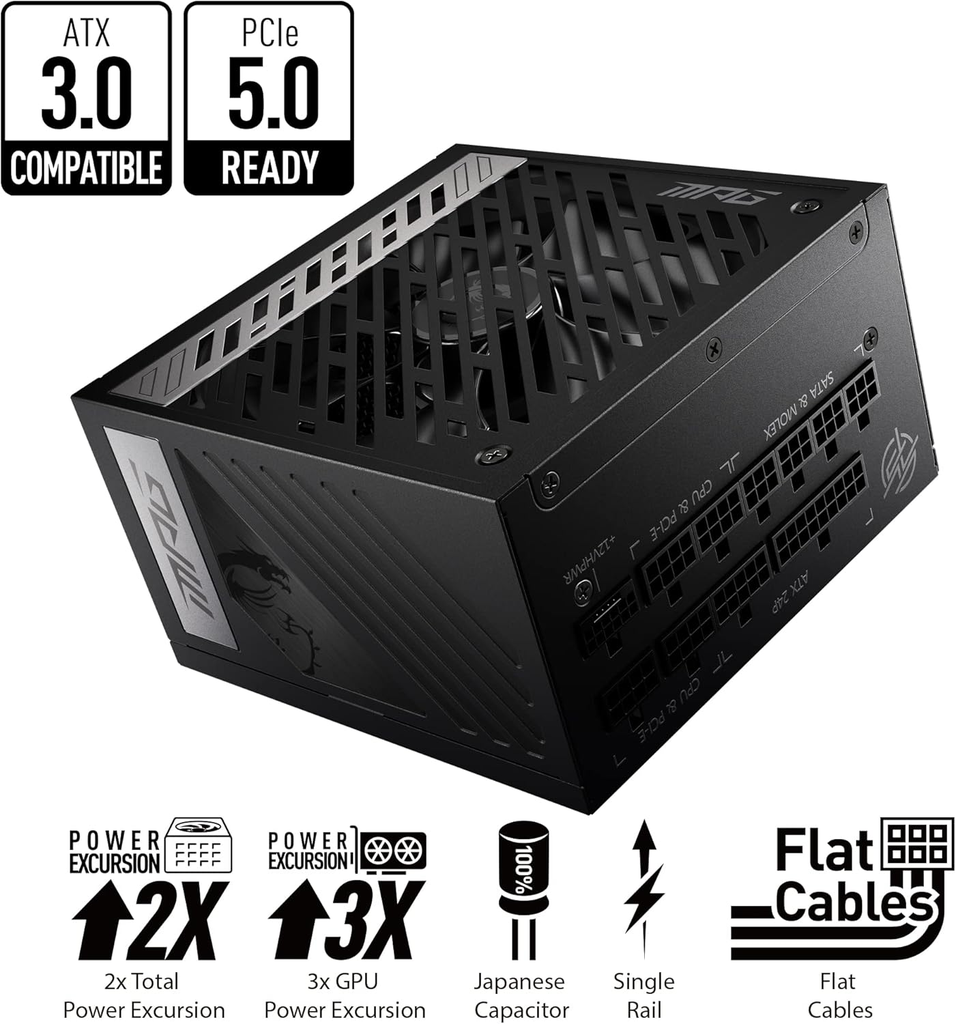 MSI MPG A1000G | PCIE 5.1 & ATX 3.1 | Full Modular | 80+ Gold | 1000W | ATX