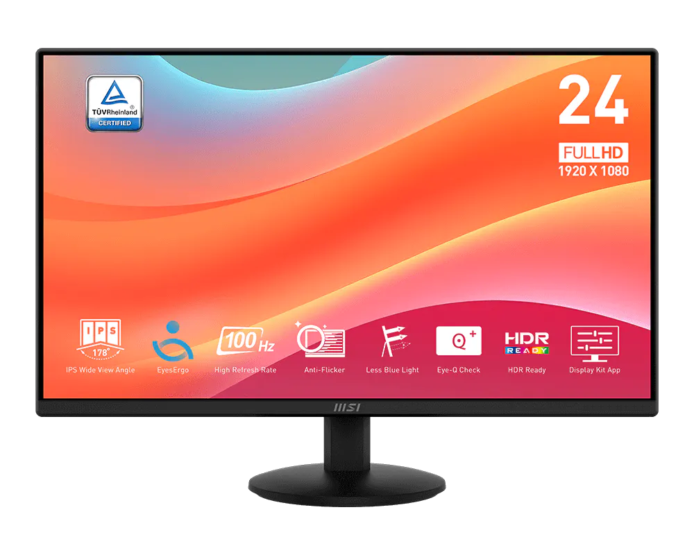 MONITOR MSI PRO MP242L 23.8" PLANO 1920 X 1080 100 HZ 